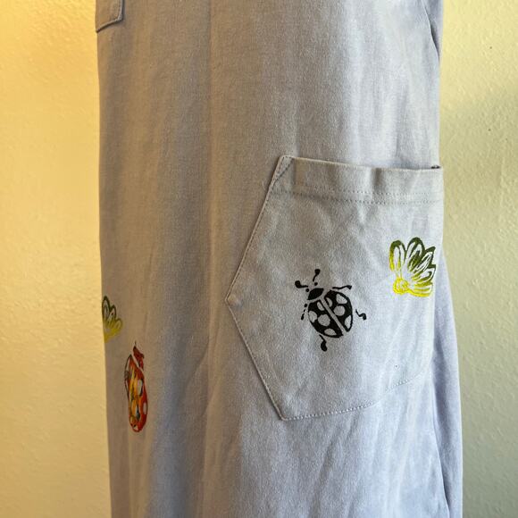Vintage USA Focus Cotton Purple Painted Lady Bug Printed Pocket Dress Size Small - Picture 5 of 12